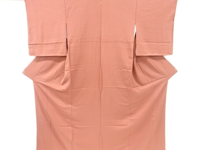 リサイクル　編目模様織り出し一つ紋色無地着物